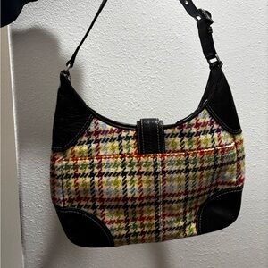 Coach Multicolor Plaid Shoulder Bag with Black Accents